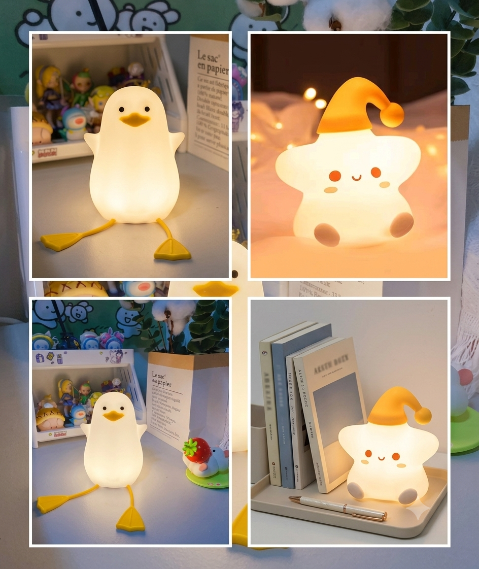 لمبة النجمة والبطة 🌟🦆 - ضوء ليلي سيليكون الناعم