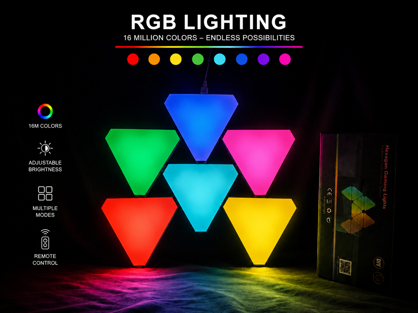 smart wall ambient led triangles - اضواء ذكية للحائط مثلثات